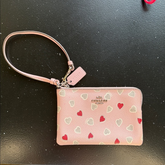 Coach Handbags - Coach Pink and Red Heart Wristlet